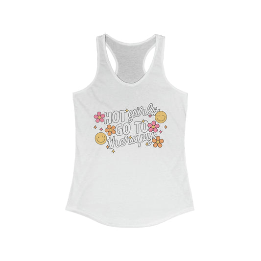 Girls Go To Therapy White Tank Top