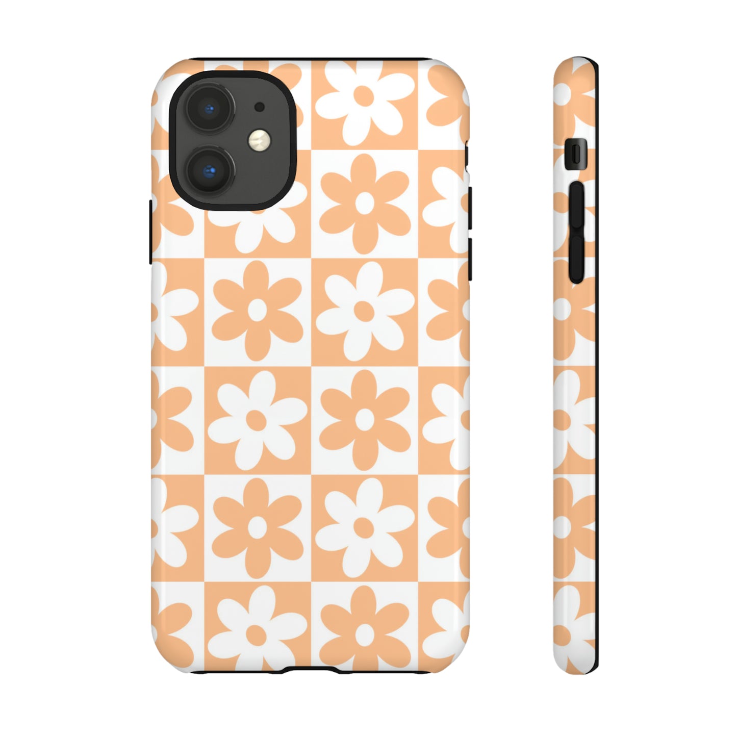 Checkered Daisy Phone Case-Orange