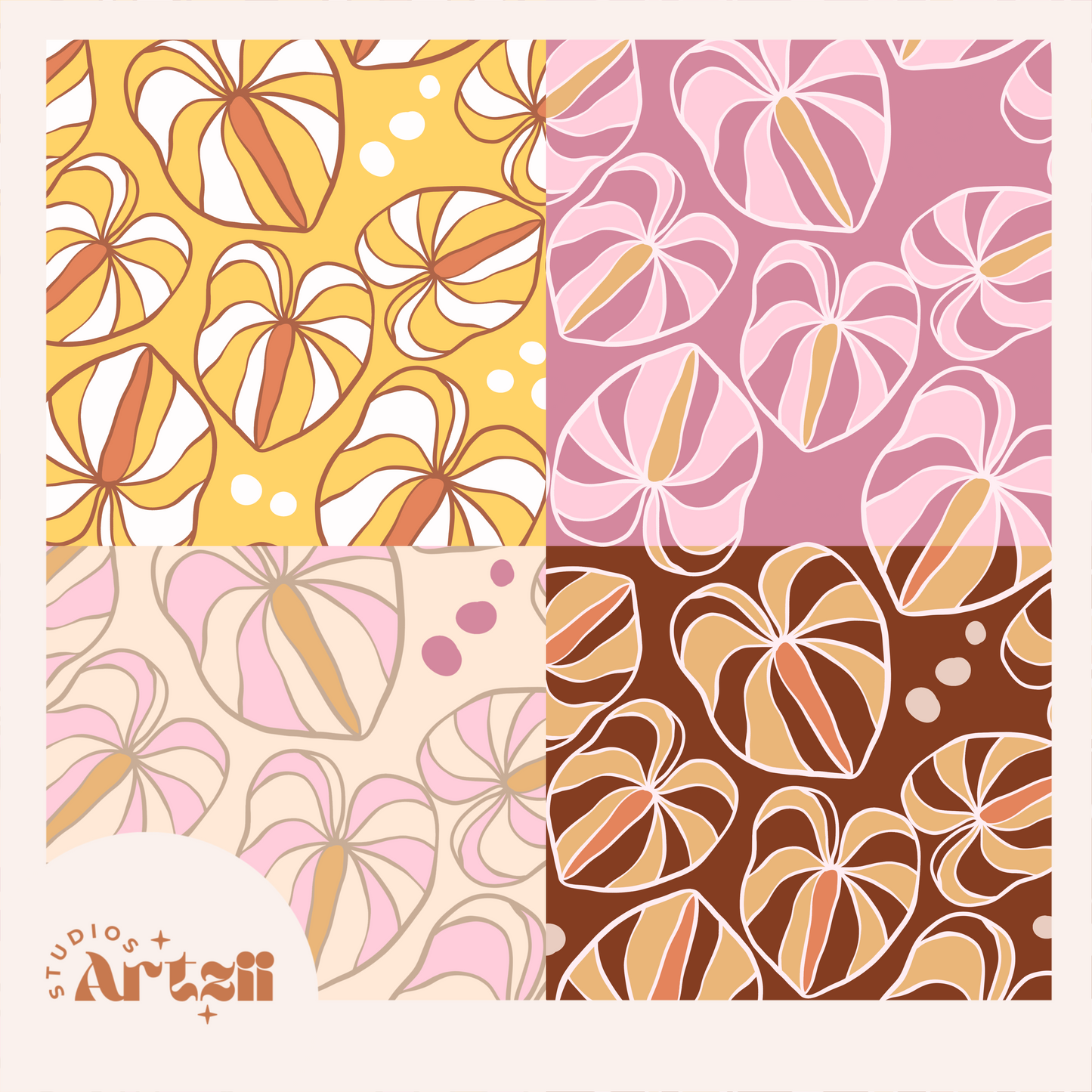 Anthurium Bubblegum Repeat Surface Pattern #47