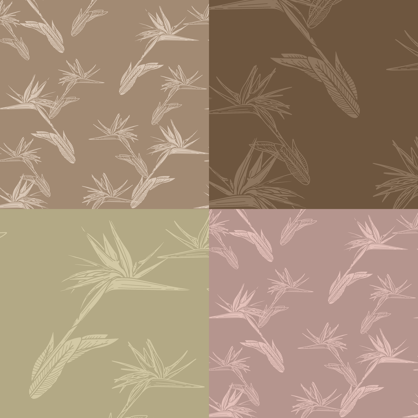 Bird of Paradise Cluster Repeat Surface Pattern