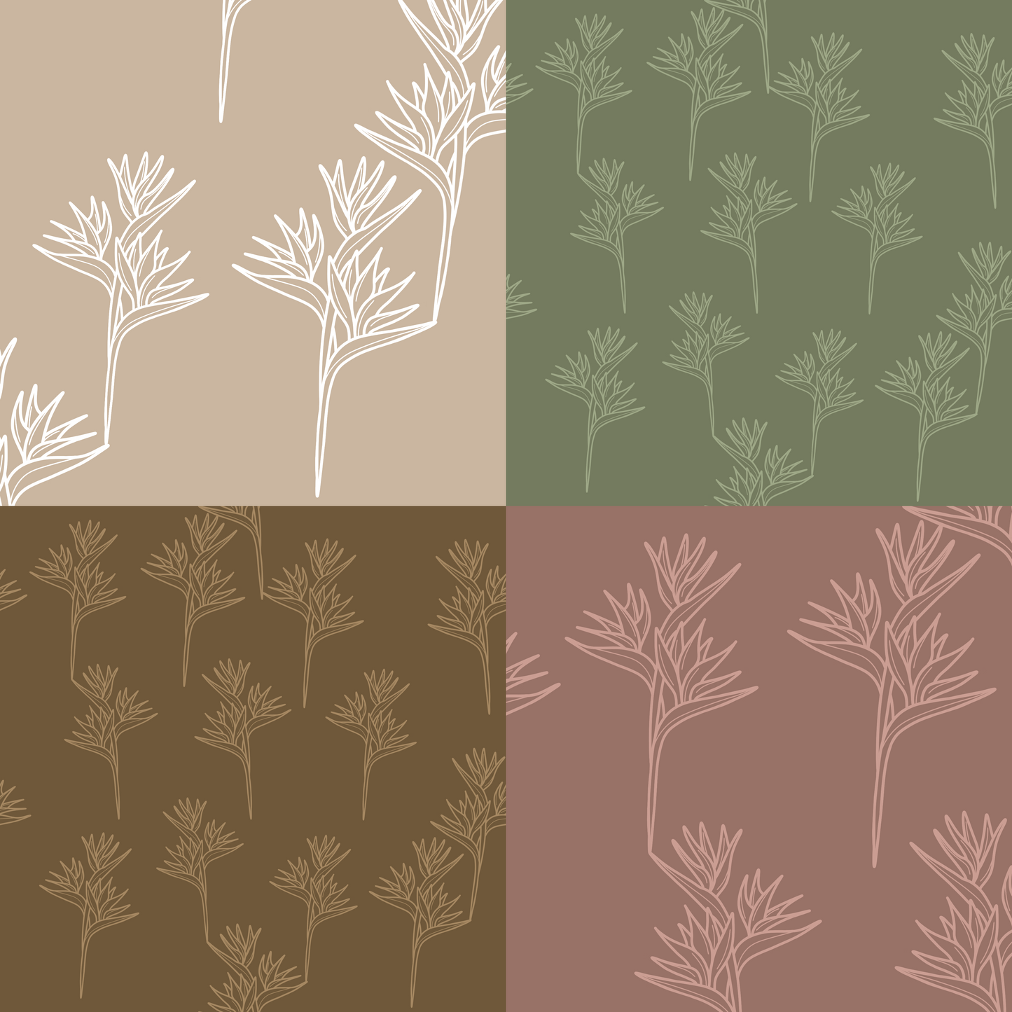Bird of Paradise Trio Repeat Surface Pattern