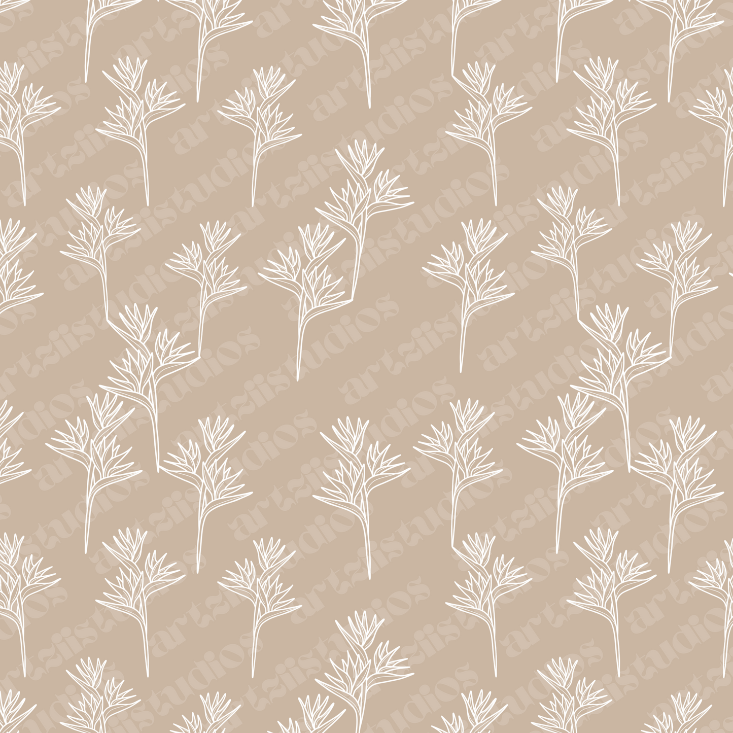 Bird of Paradise Trio Repeat Surface Pattern