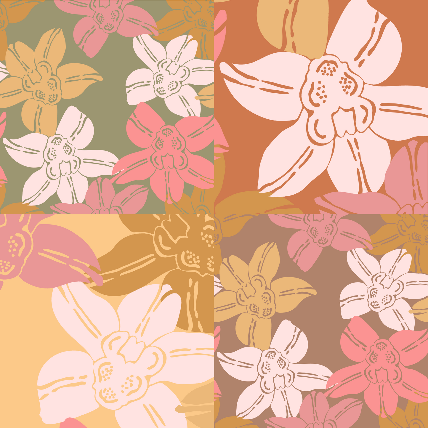 Colorful Orchid Repeat Surface Pattern