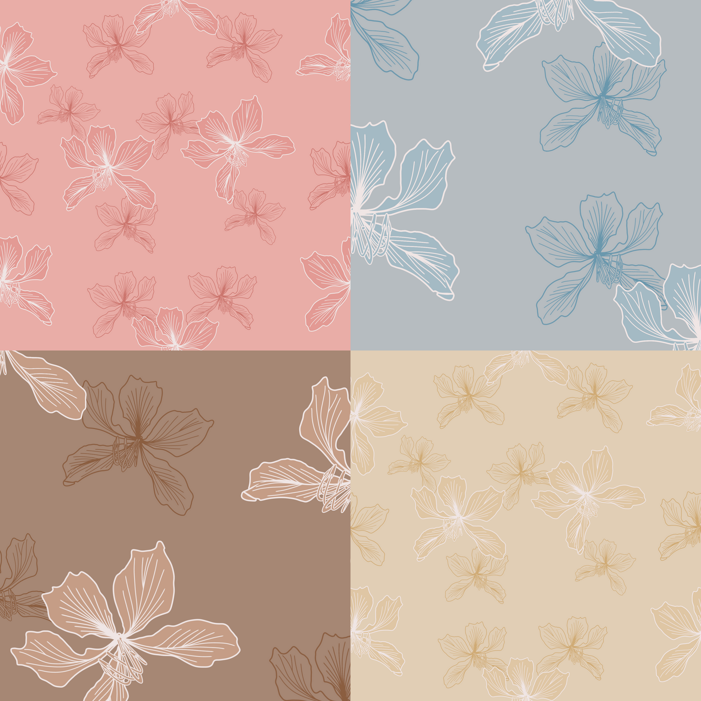 2Tone Hong Kong Flower Repeat Surface Pattern