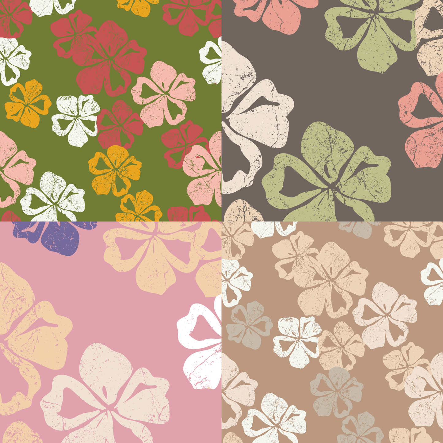 Vintage Hibiscus Repeat Surface Pattern