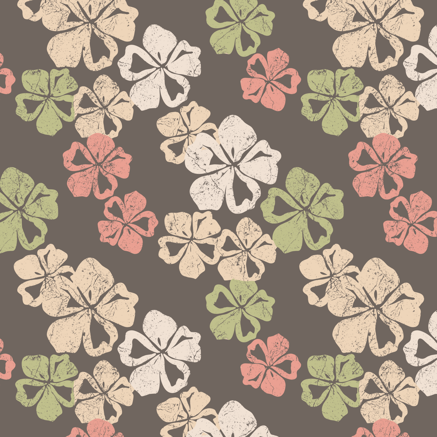 Vintage Hibiscus Repeat Surface Pattern