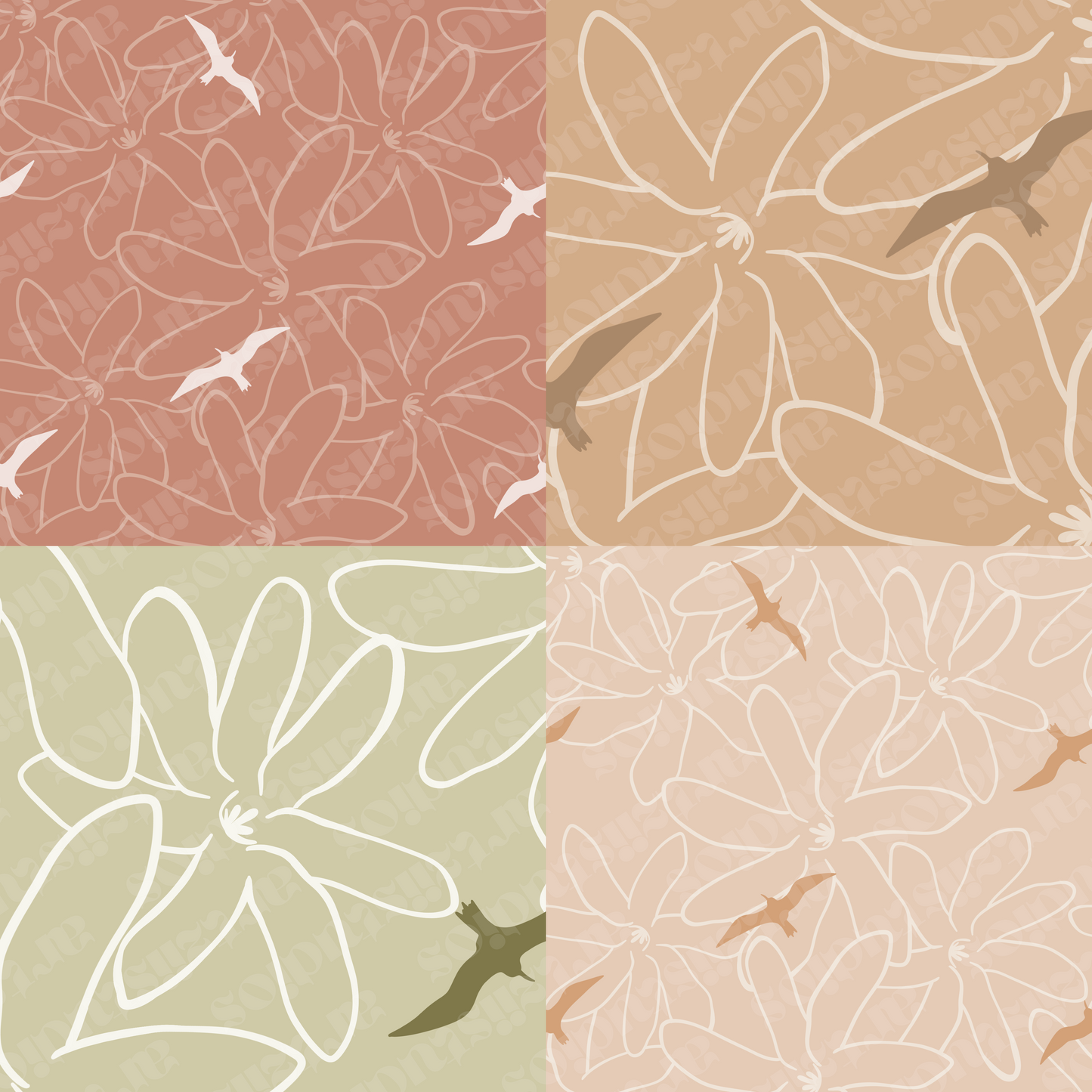 Tiare Albatross Bird Repeat Surface Pattern for SashaK