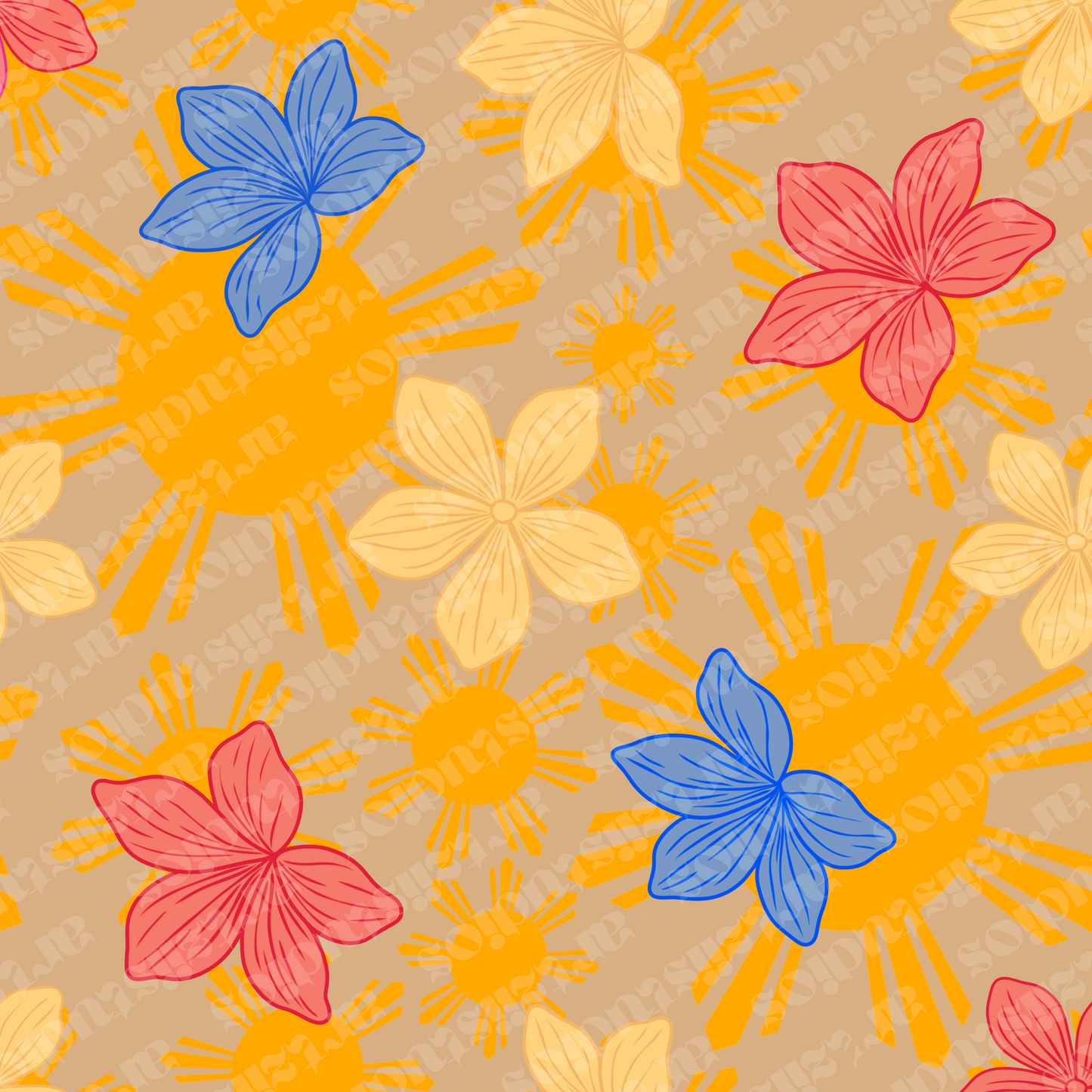 Filipino Sun Repeat Surface Pattern for PaperCreationsTC