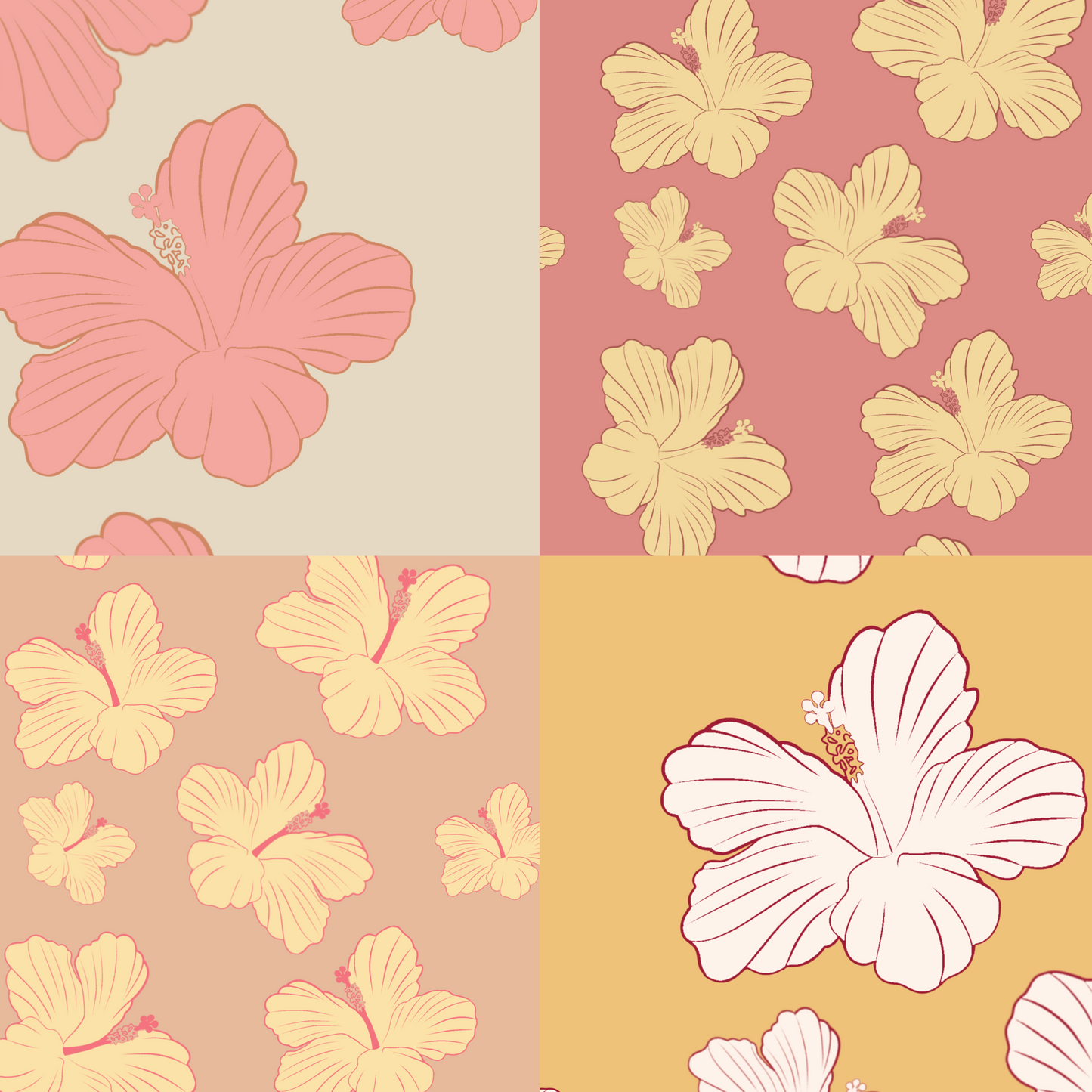 Thin Hibiscus Repeat Surface Pattern