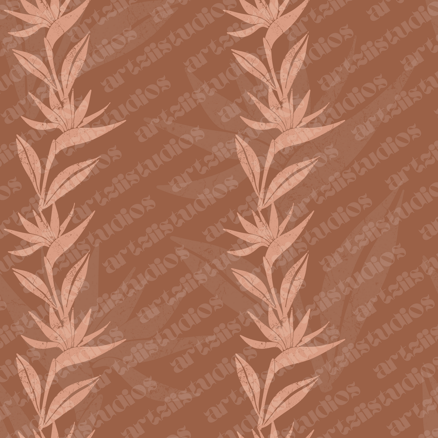 Earthy Bird of Paradise  Repeat Surface Pattern