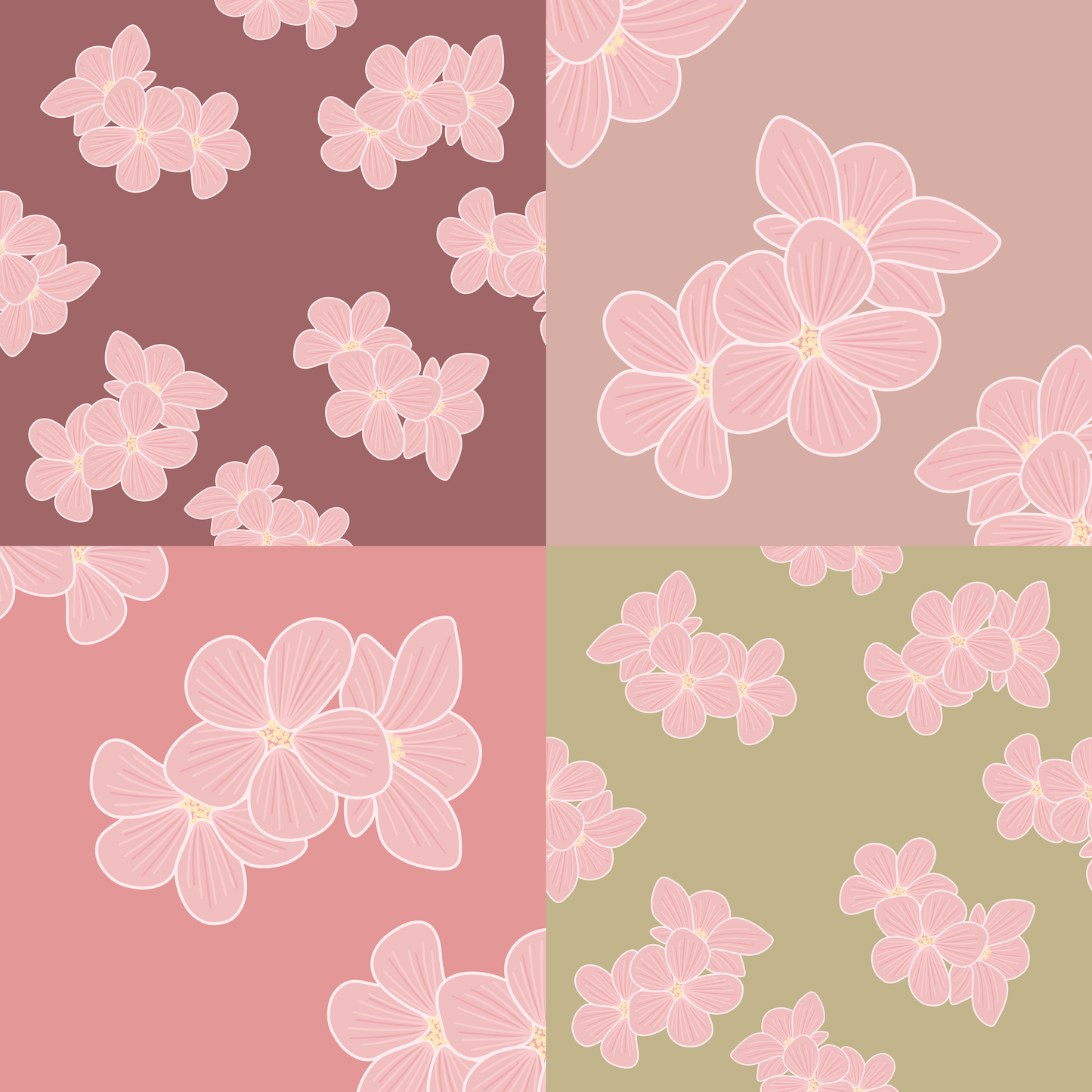 Floral Trio Repeat Surface Pattern
