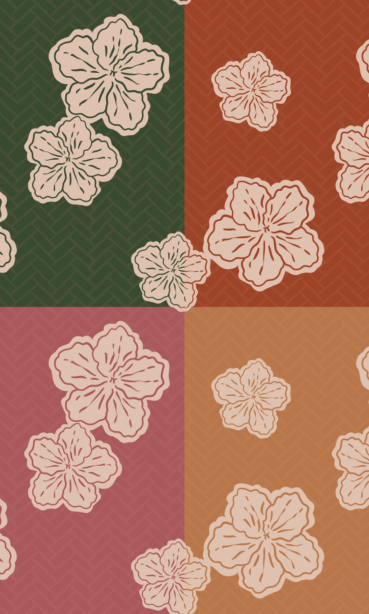 Hibiscus Sunset Repeat Surface Pattern