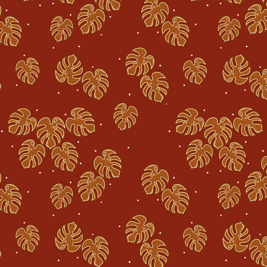 Gingerbread Monsterra Repeat Surface Pattern