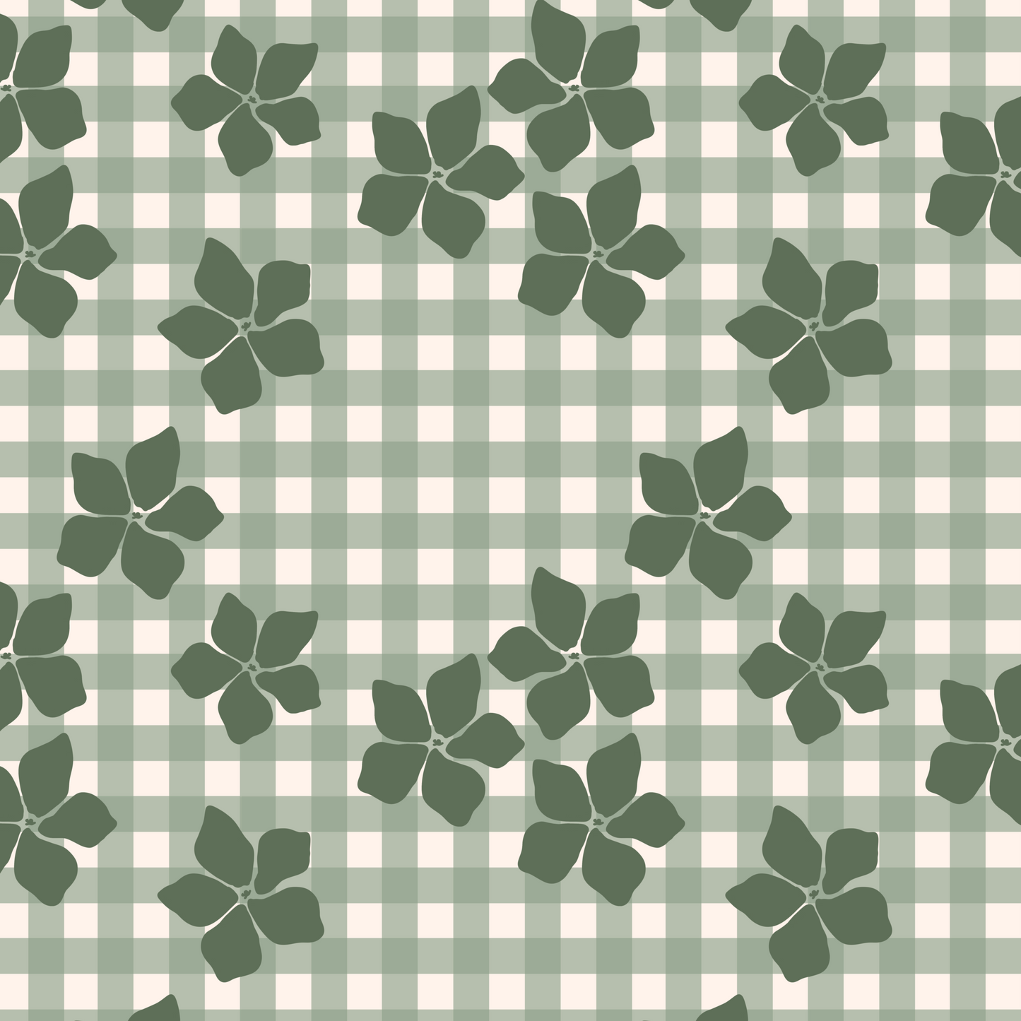Gingham Plumeria Repeat Surface Pattern