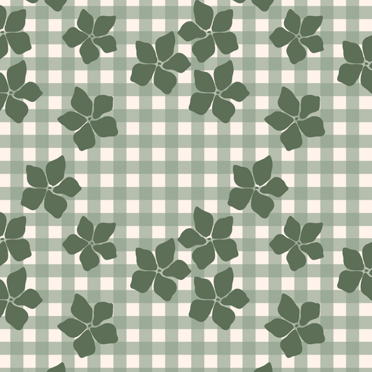 Gingham Plumeria Repeat Surface Pattern