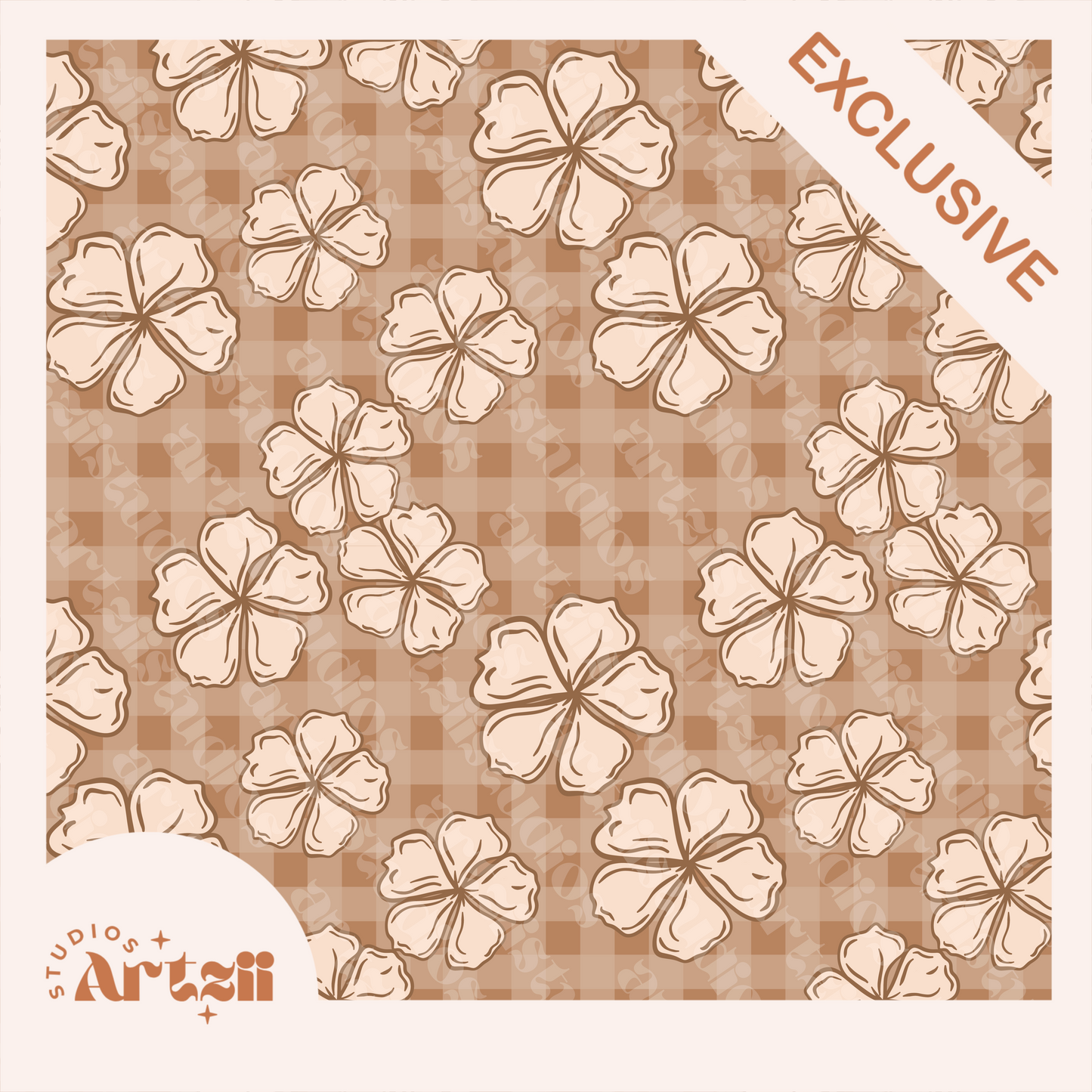 Gingham Pua Repeat Surface Pattern #50