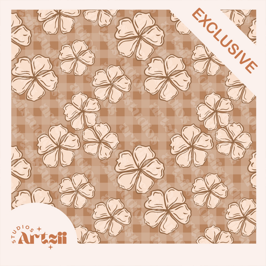 Gingham Pua Repeat Surface Pattern #50