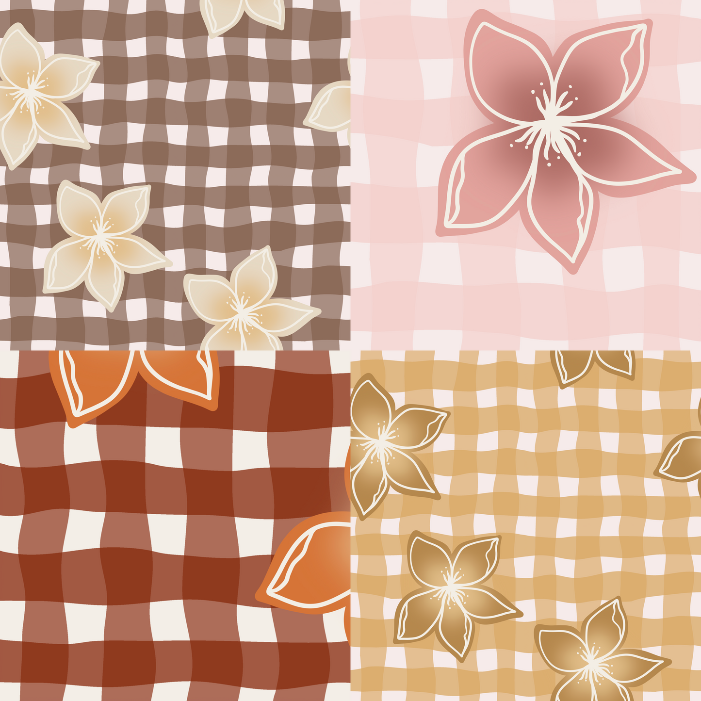 Groovy Gingham Floral Repeat Surface Pattern