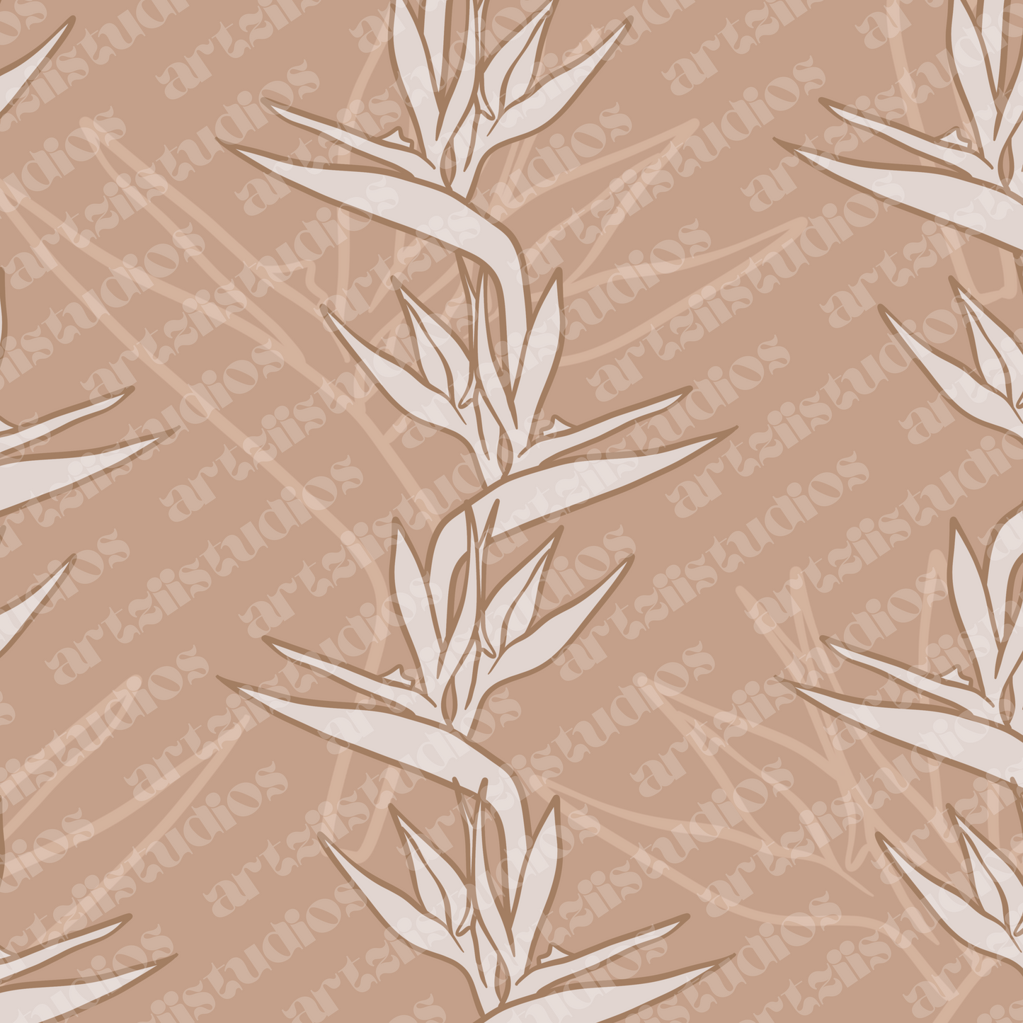 Bird of Paradise Repeat Surface Pattern for HawaiiHunnyCo