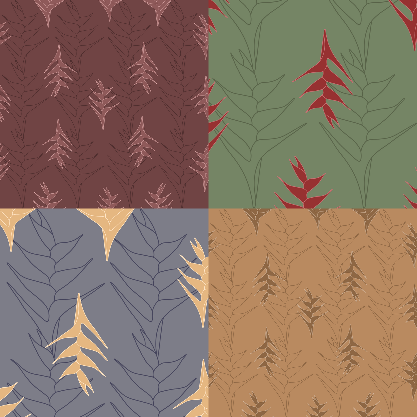 Heliconia Garden Repeat Surface Pattern