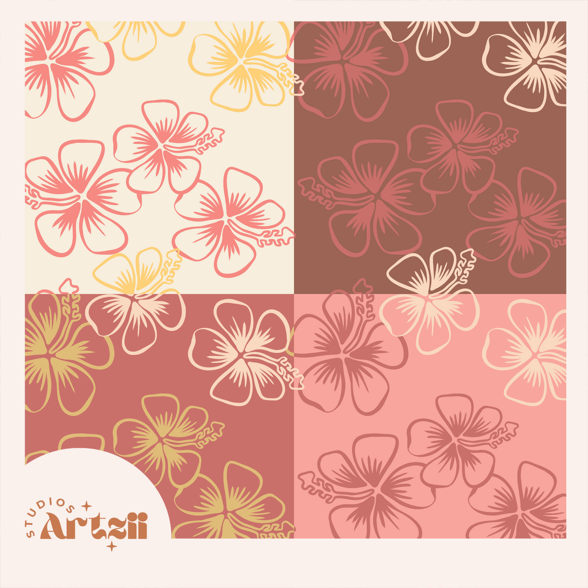 Hibiscus Repeat Surface Pattern #93