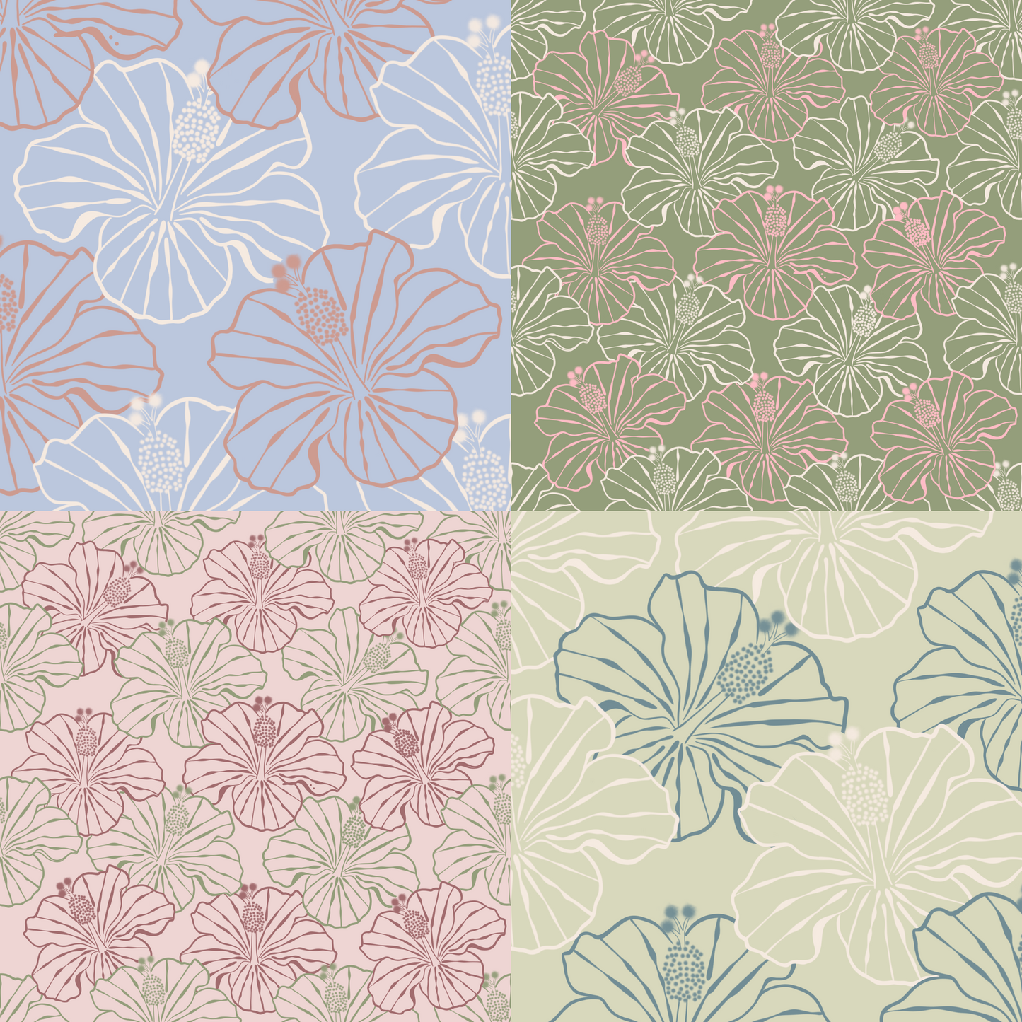 Hibiscus Frenzy Repeat Surface Pattern