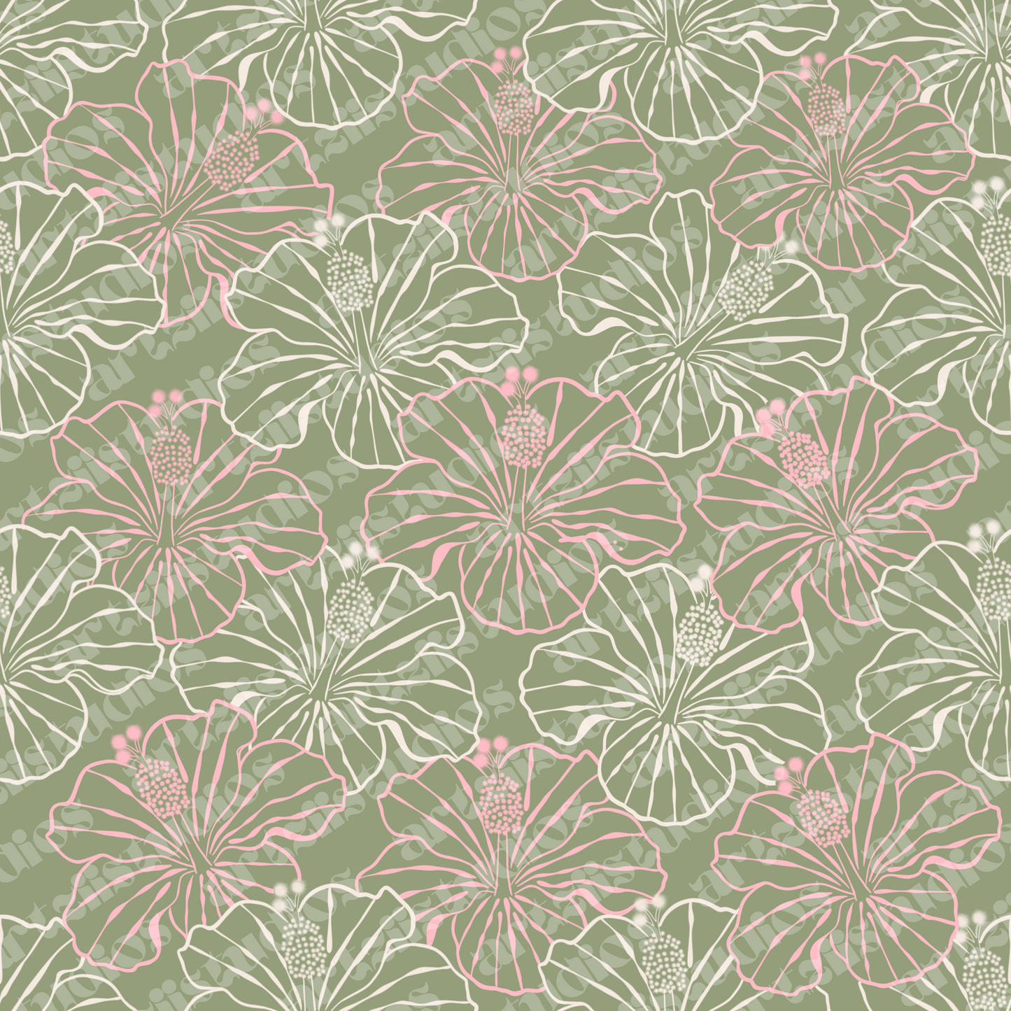 Hibiscus Frenzy Repeat Surface Pattern