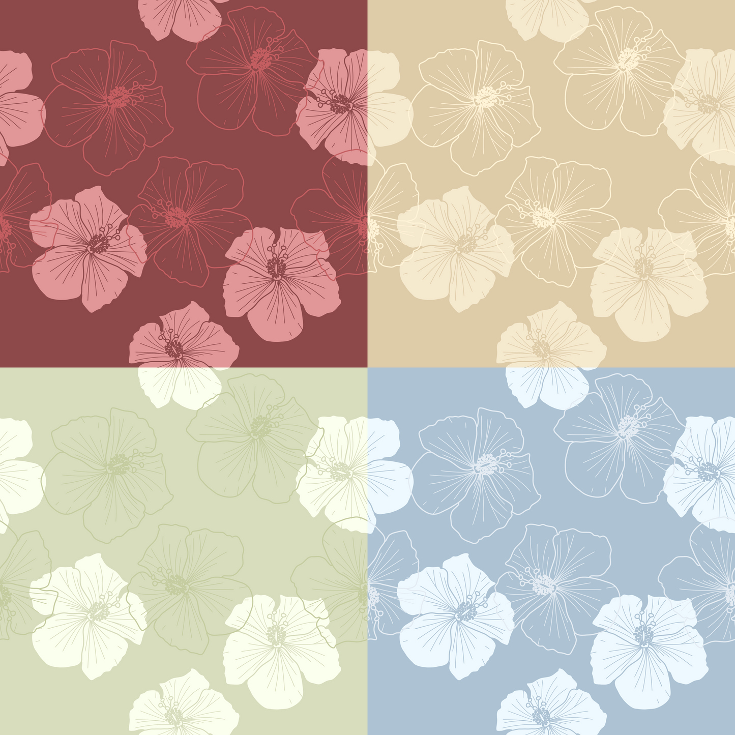 Hibiscus Repeat Surface Pattern for My Little Sunshine