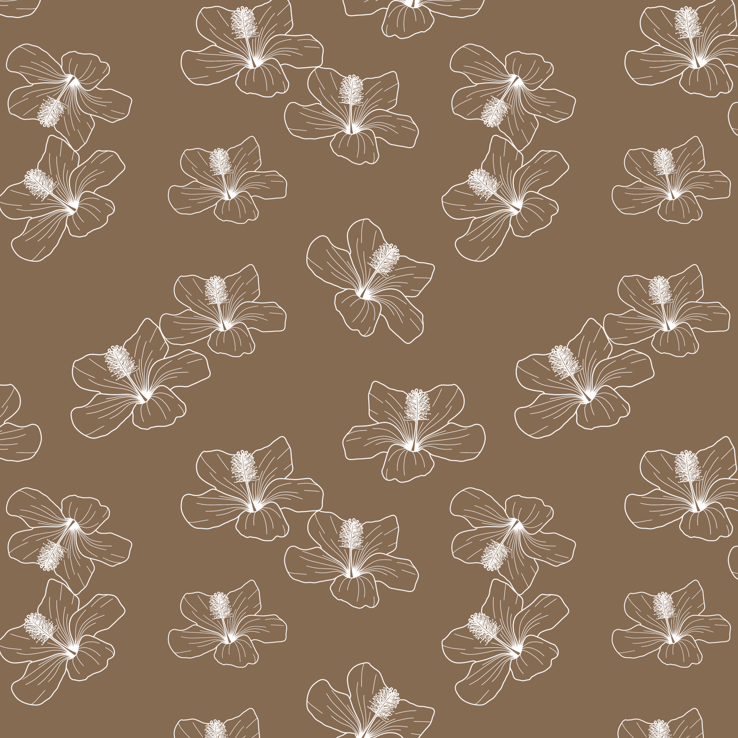 Outline Hibiscus Repeat Surface Pattern