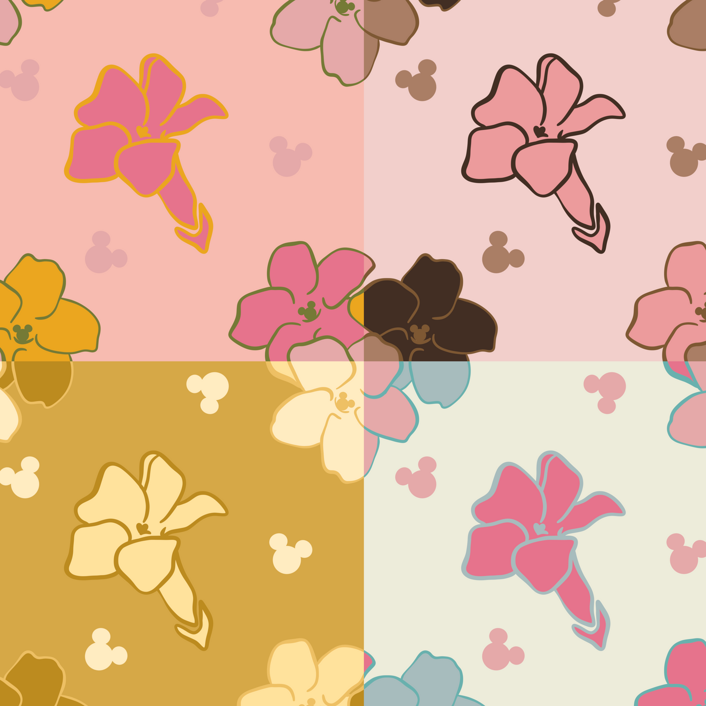 Mickey Trio Puakenikeni Repeat Surface Pattern