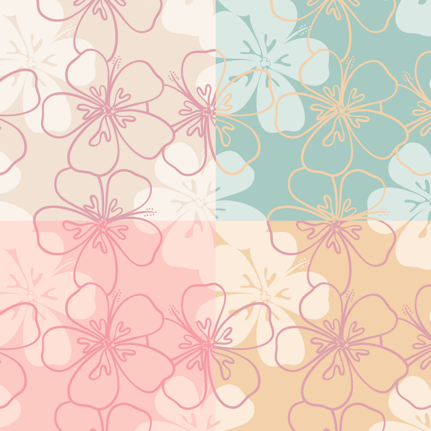 Mickey Retro Hibiscus Repeat Surface Pattern
