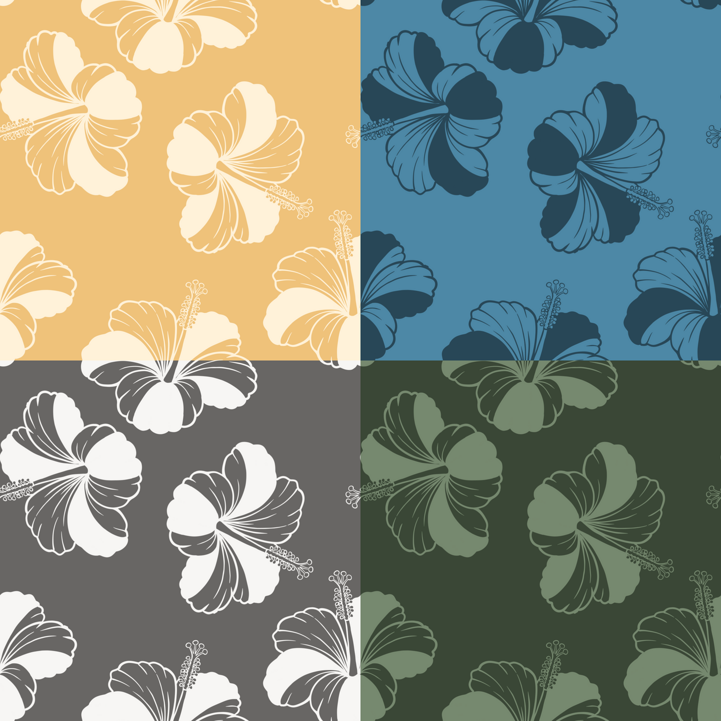 2 Tone Hibiscus Repeat Surface Pattern