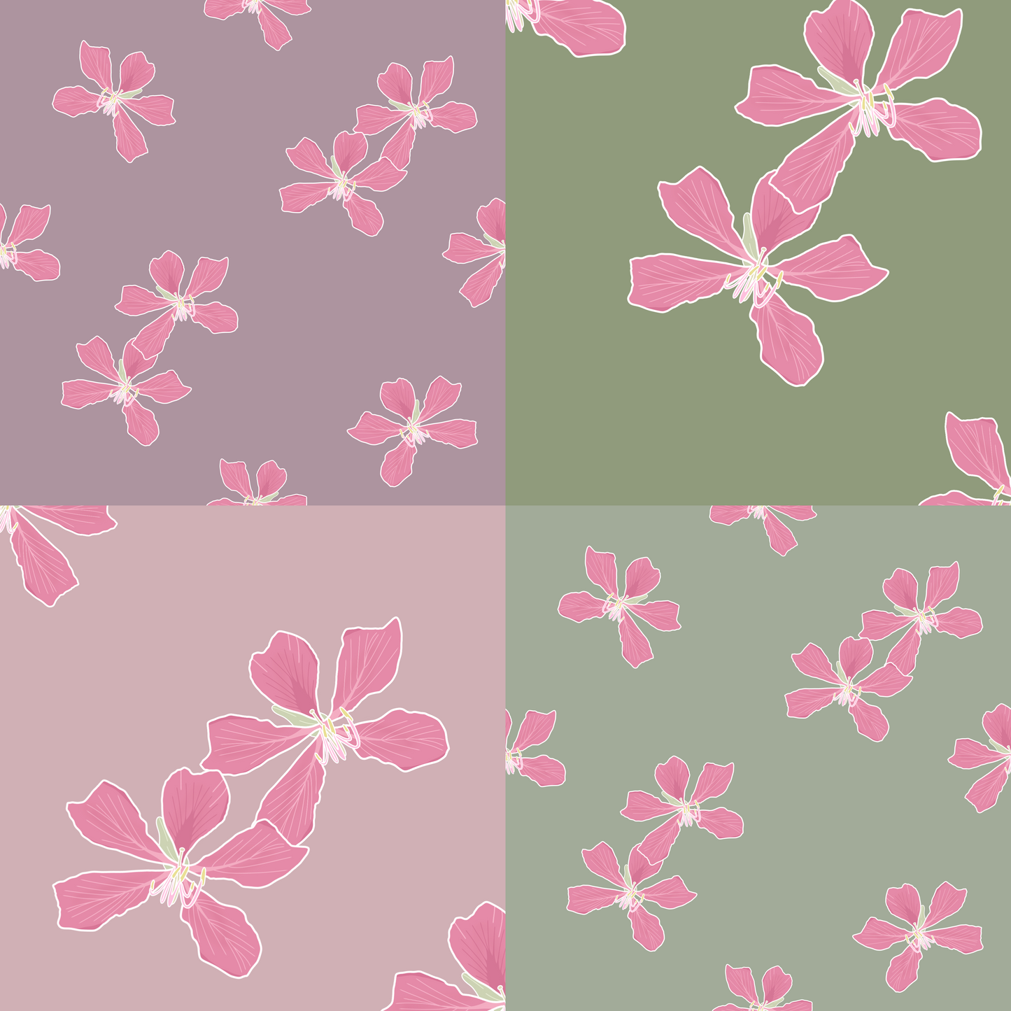 Hong Kong Orchids Repeat Surface Pattern
