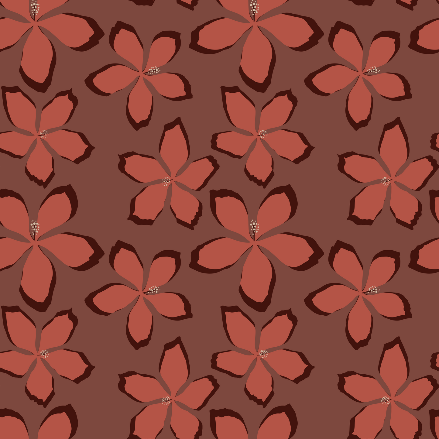 Scarlet Hibiscus Repeat Surface Pattern