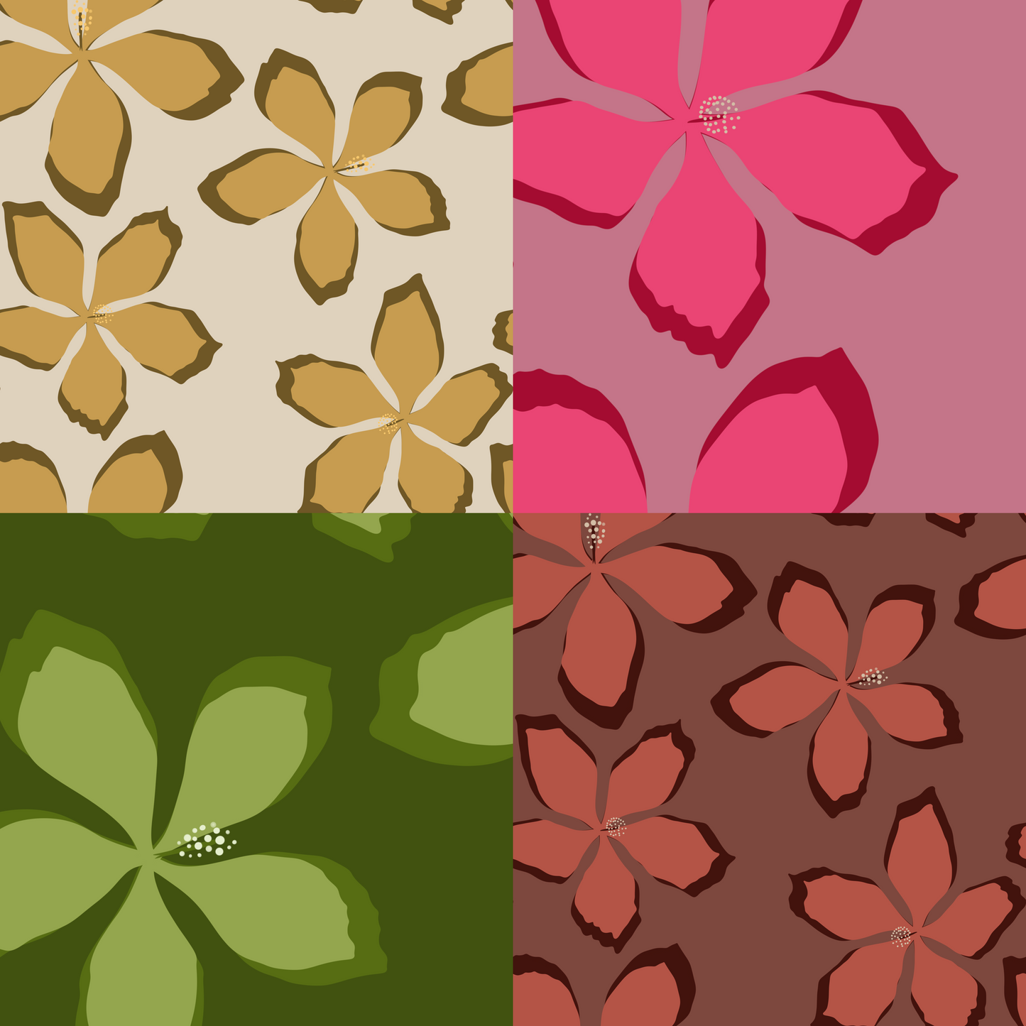 Scarlet Hibiscus Repeat Surface Pattern