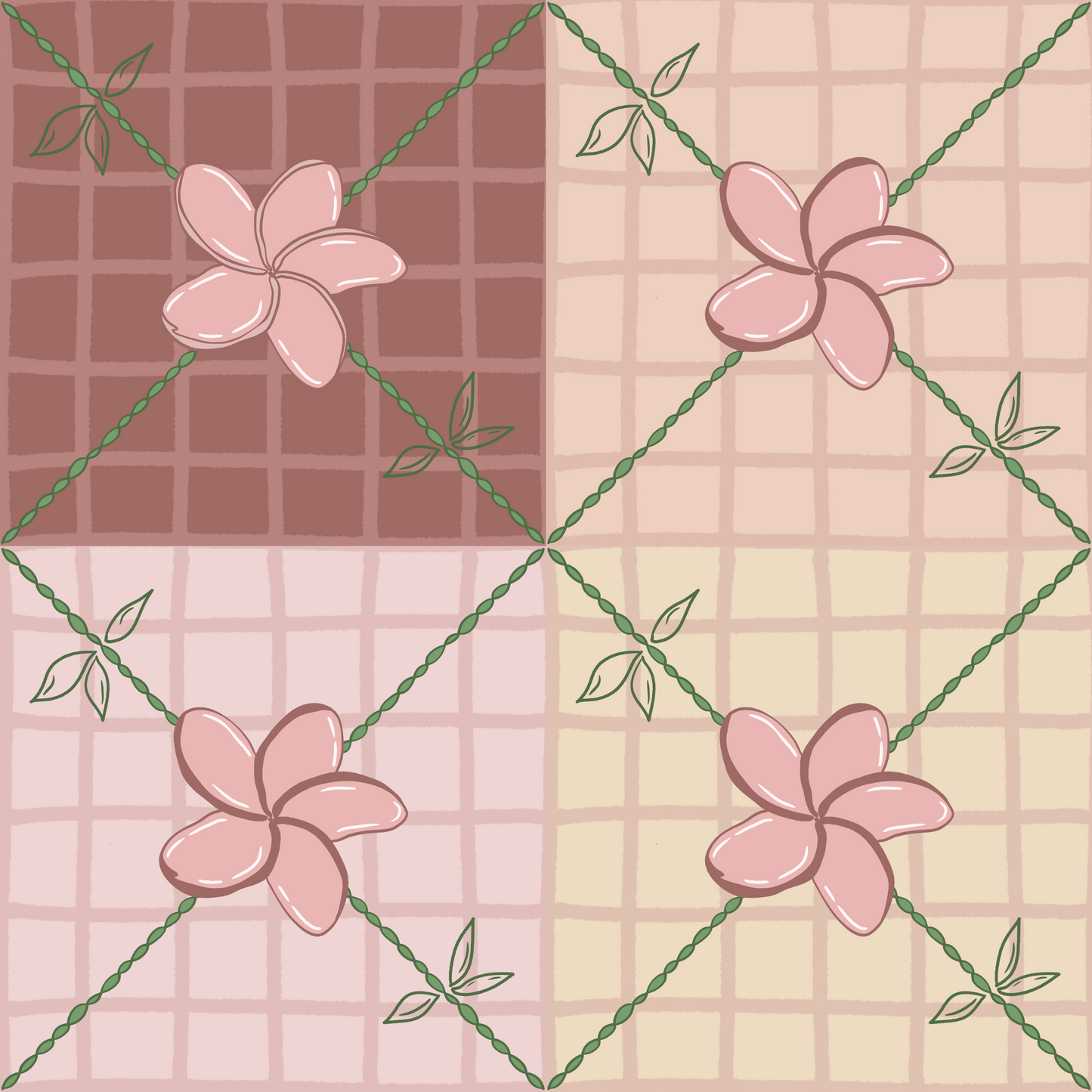 Plumeria Line Repeat Surface Pattern