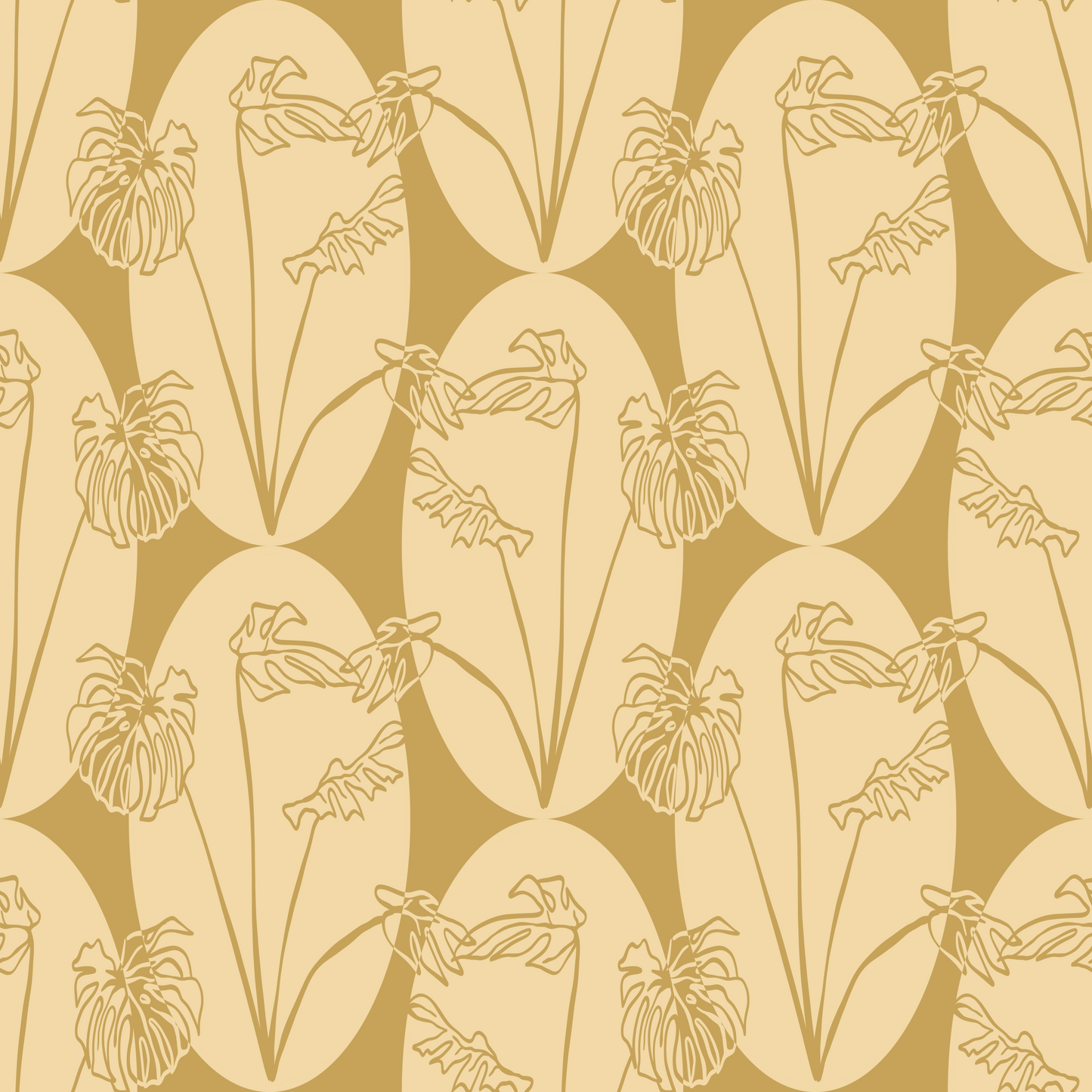 Old Fashion Monstera Repeat Surface Pattern