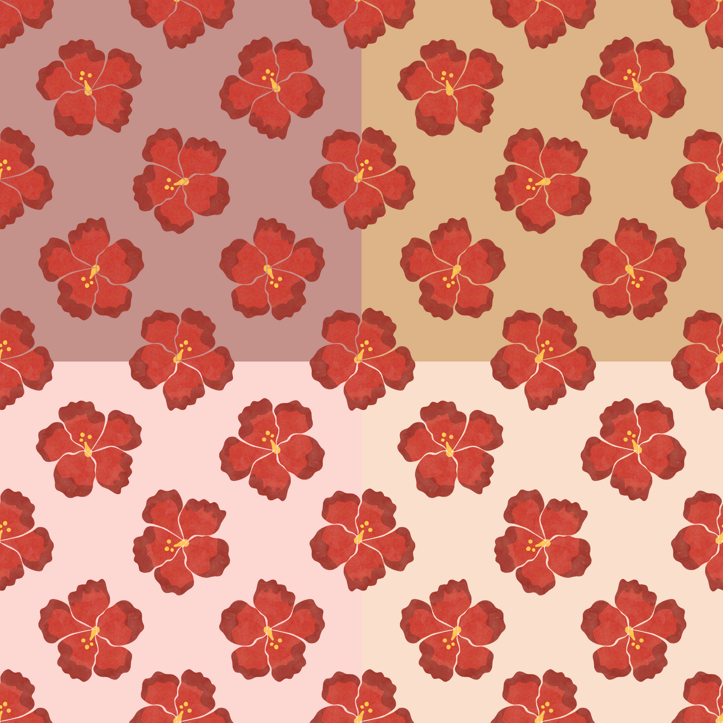 Hibiscus Spring Repeat Surface Pattern