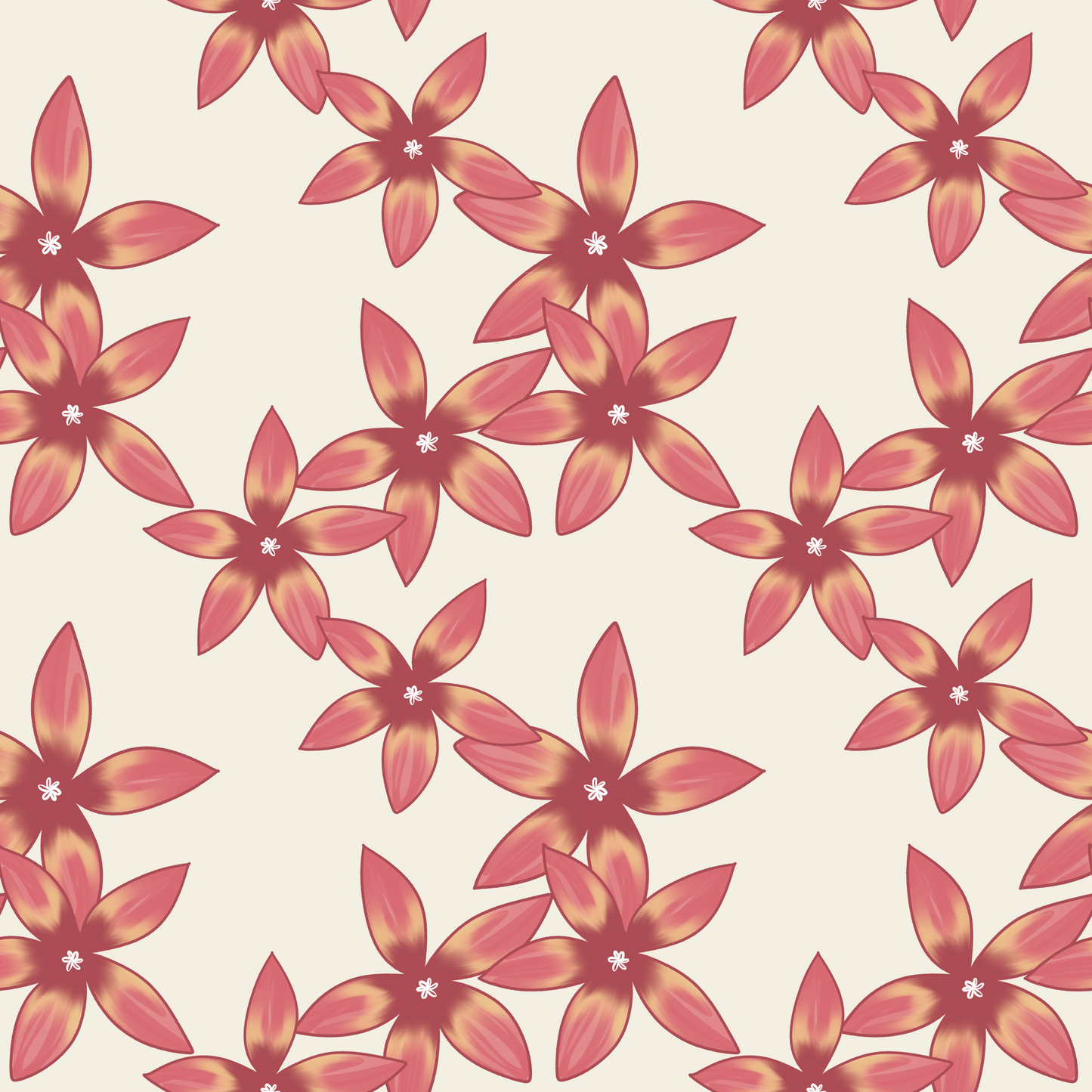Plumeria Watercolor Repeat Surface Pattern