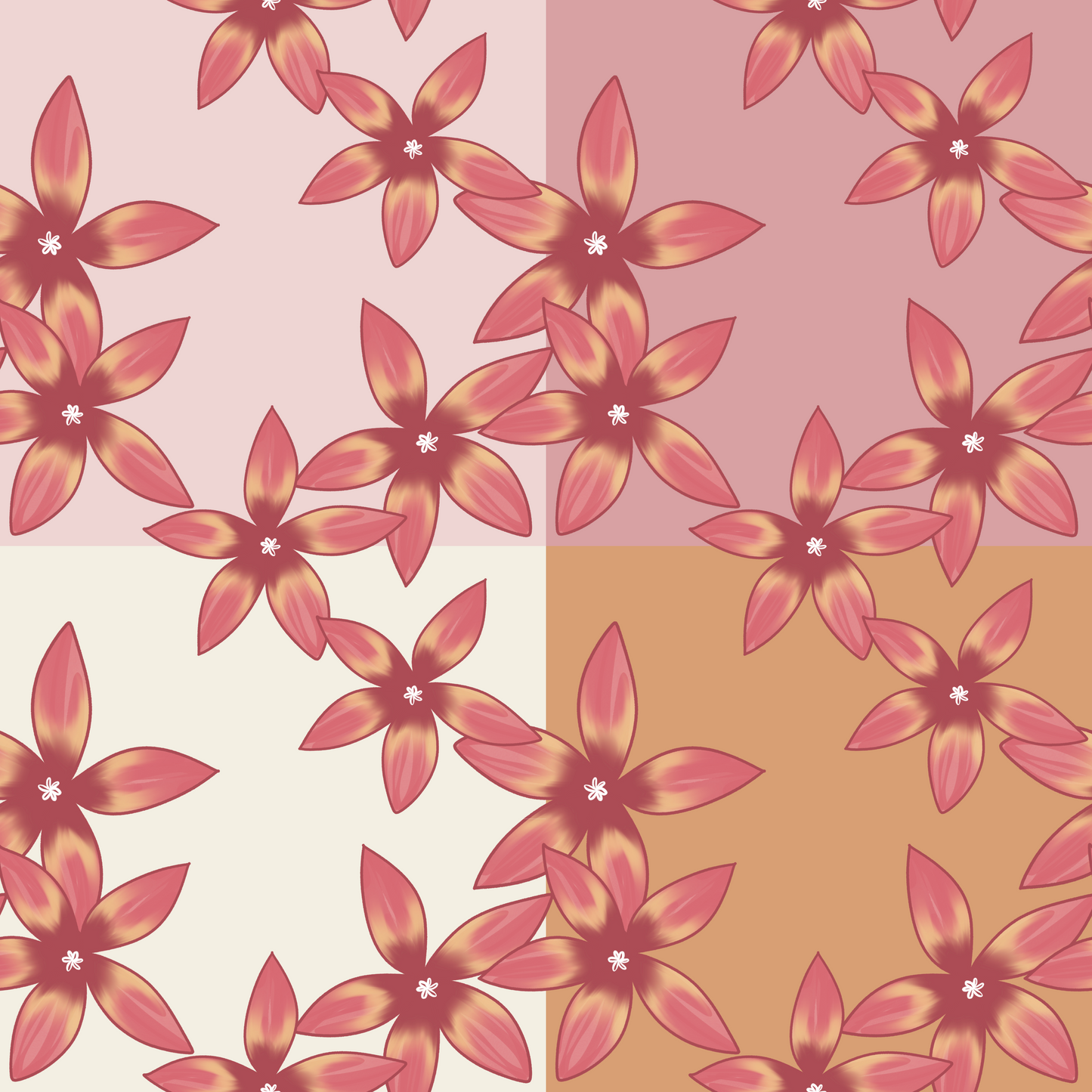 Plumeria Watercolor Repeat Surface Pattern