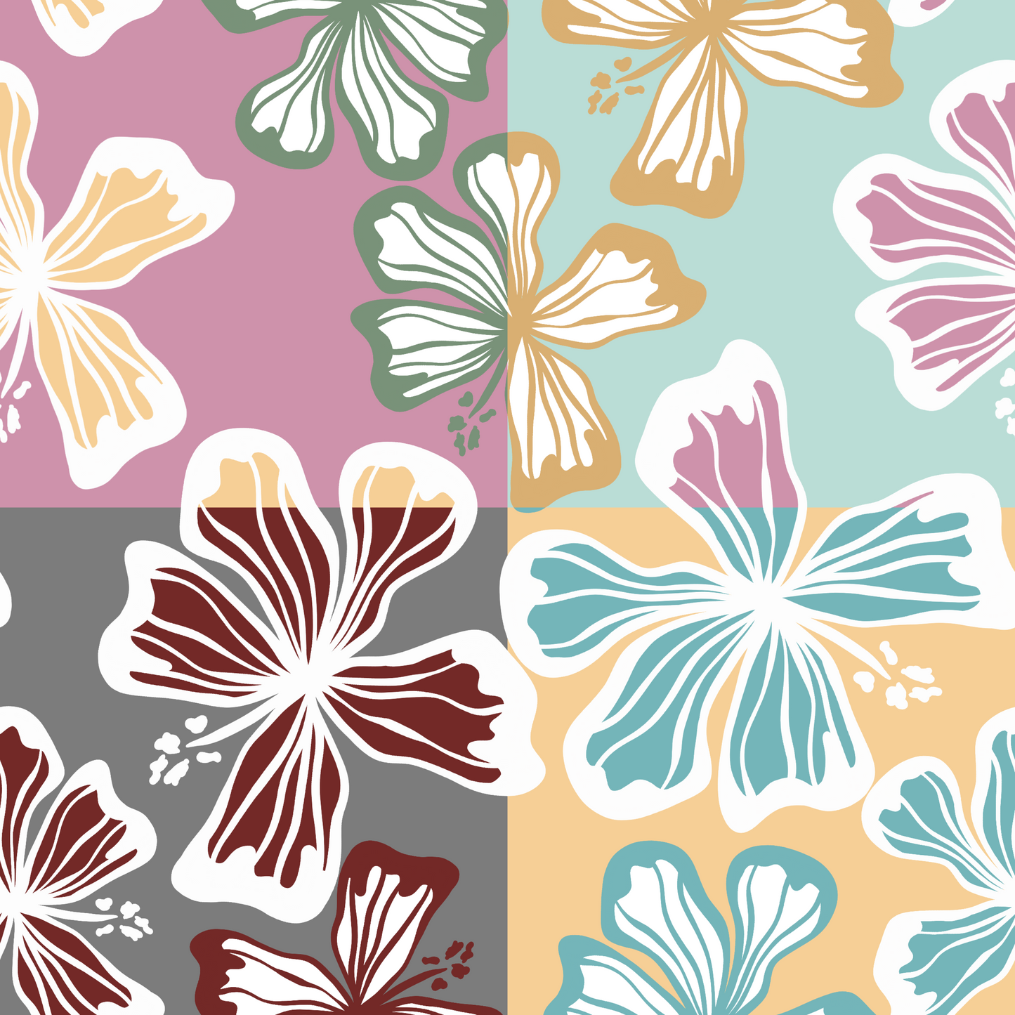 Summer Hibiscus Repeat Surface Pattern
