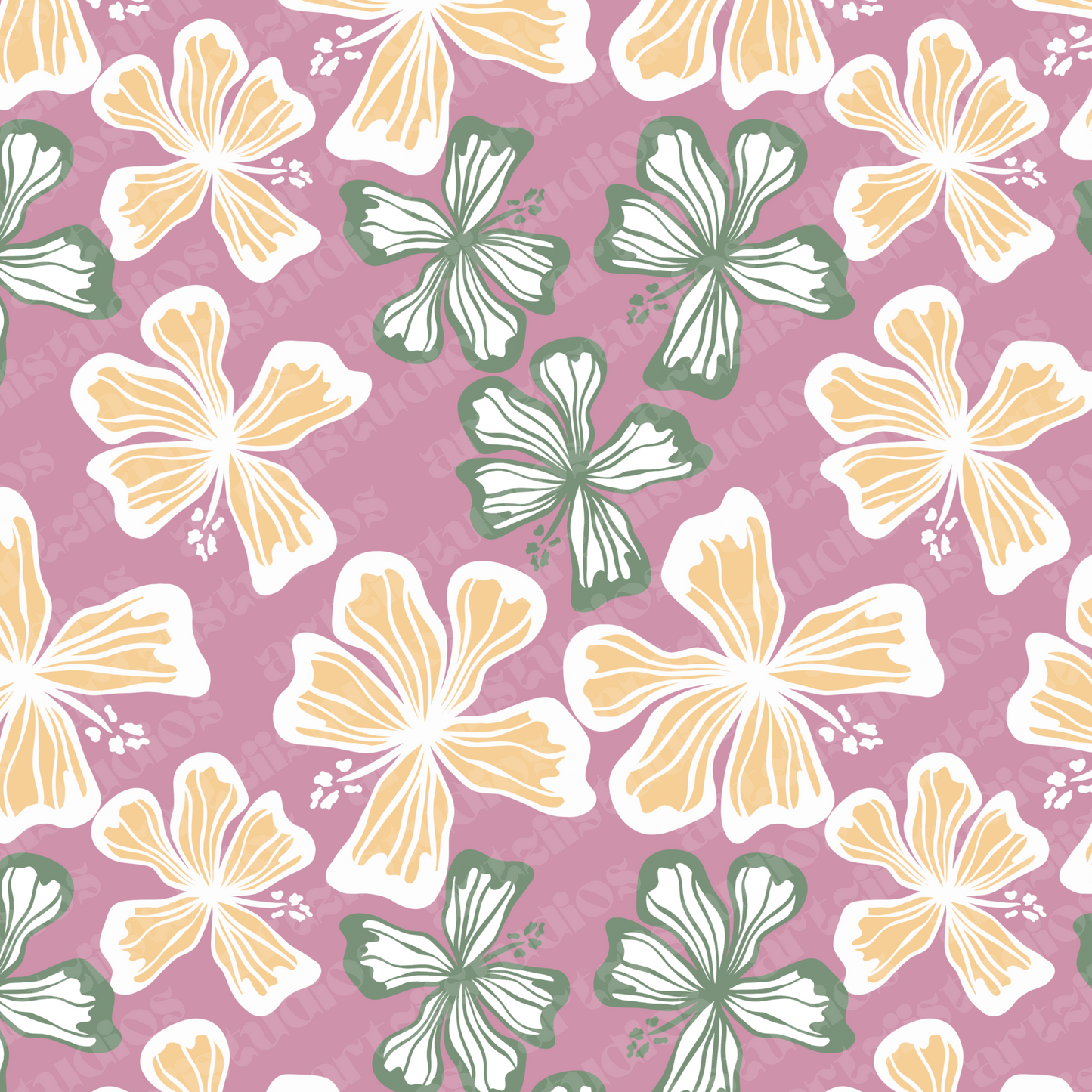 Summer Hibiscus Repeat Surface Pattern