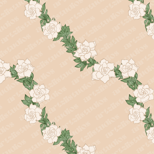 Gardenia Vine Repeat Surface Pattern