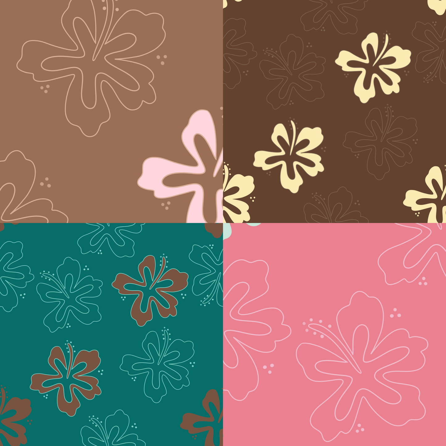 Abstract Hibiscus Repeat Surface Pattern