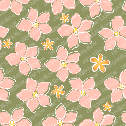 Plumeria Meadow Bloom Surface Pattern
