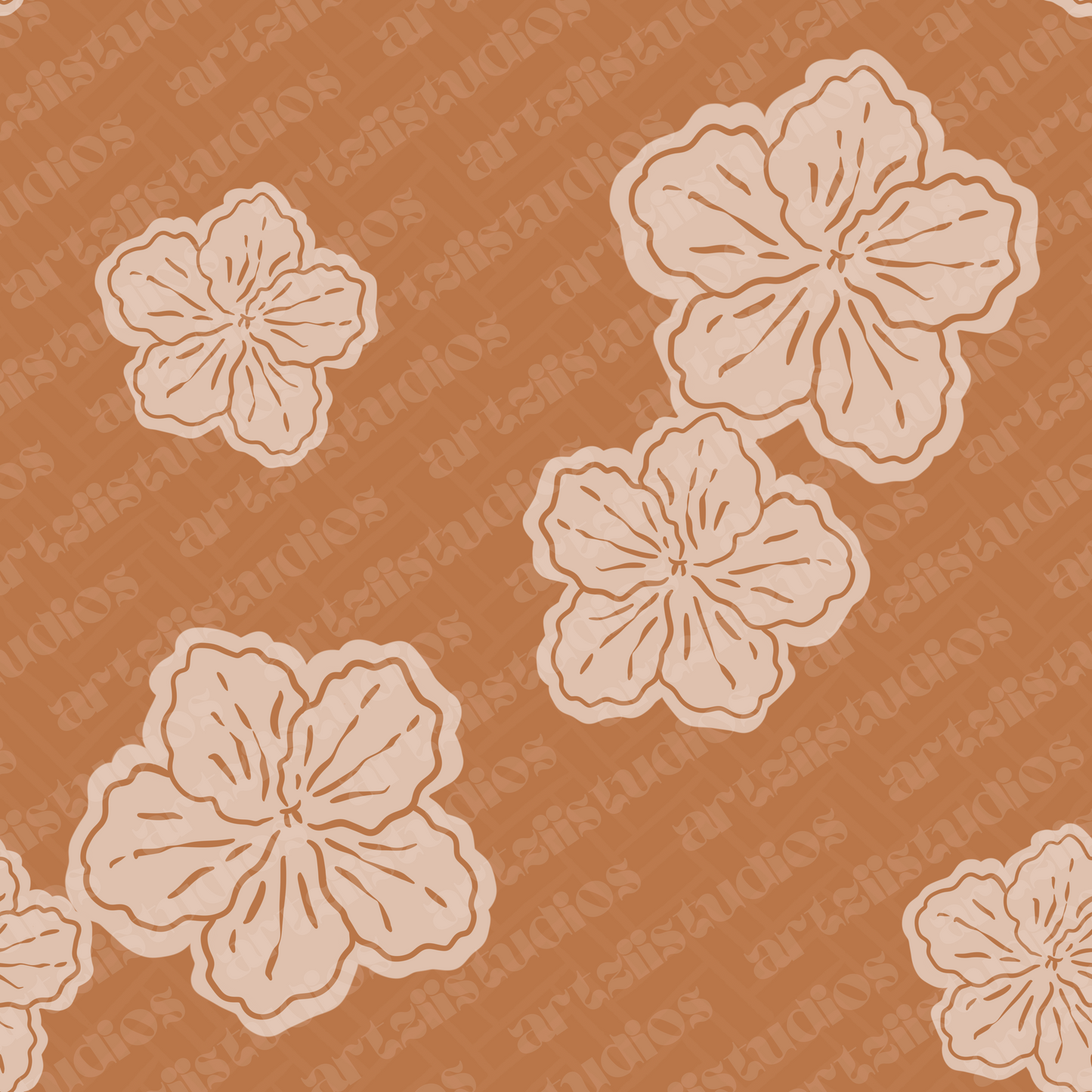 Hibiscus Sunset Repeat Surface Pattern