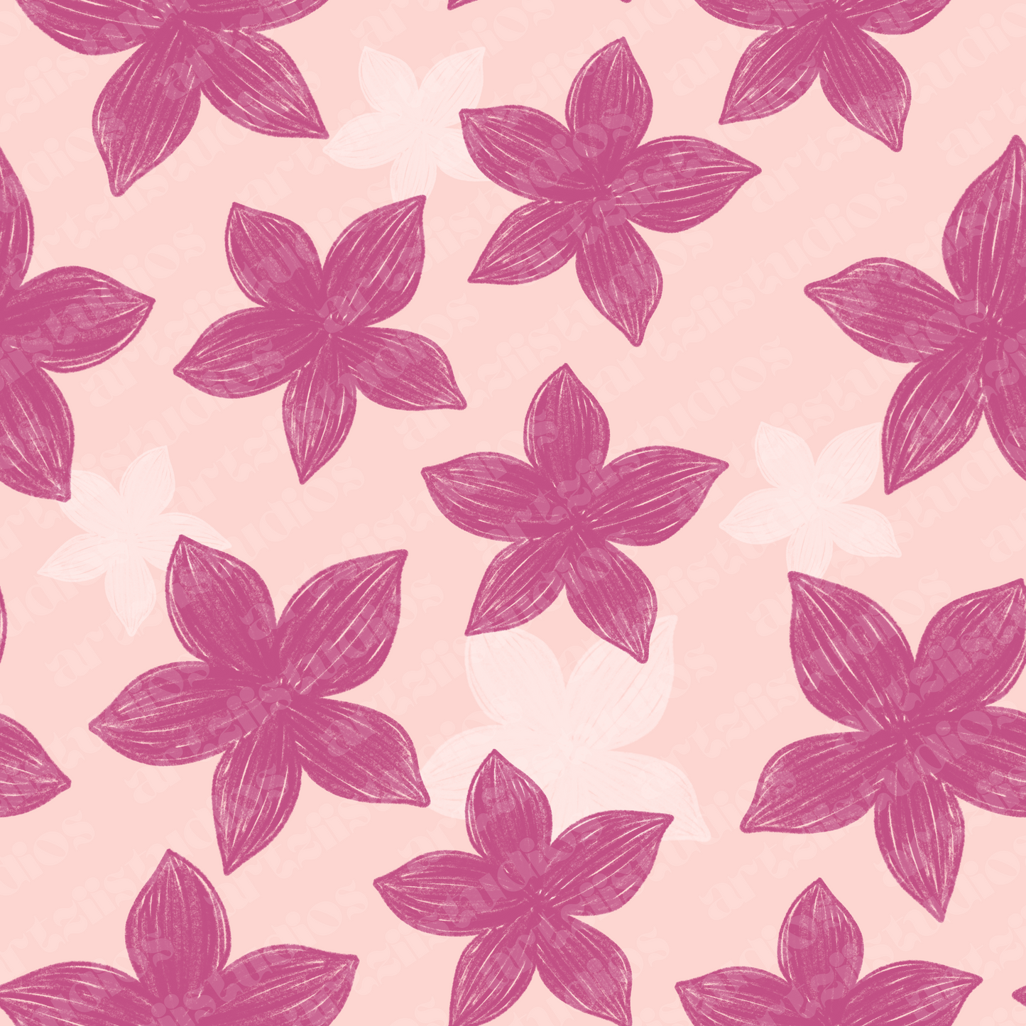 Sketch Plumeria Repeat Surface Pattern