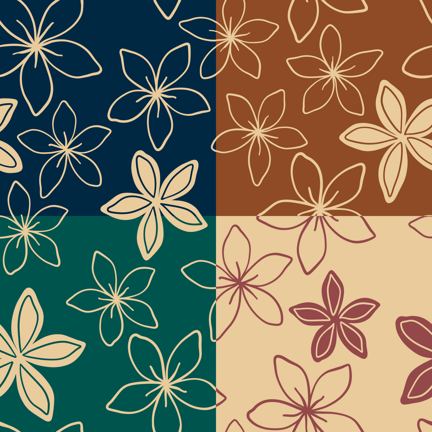 2 Tone Plumeria Repeat Surface Pattern
