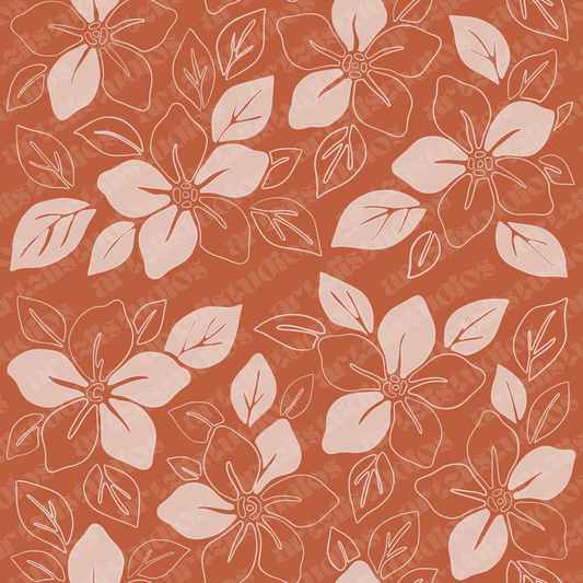 Offset Hibiscus Flower Repeat Surface Pattern