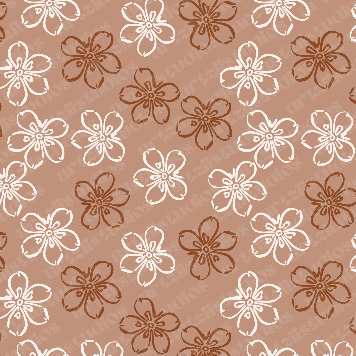 Retro Naupaka Repeat Surface Pattern